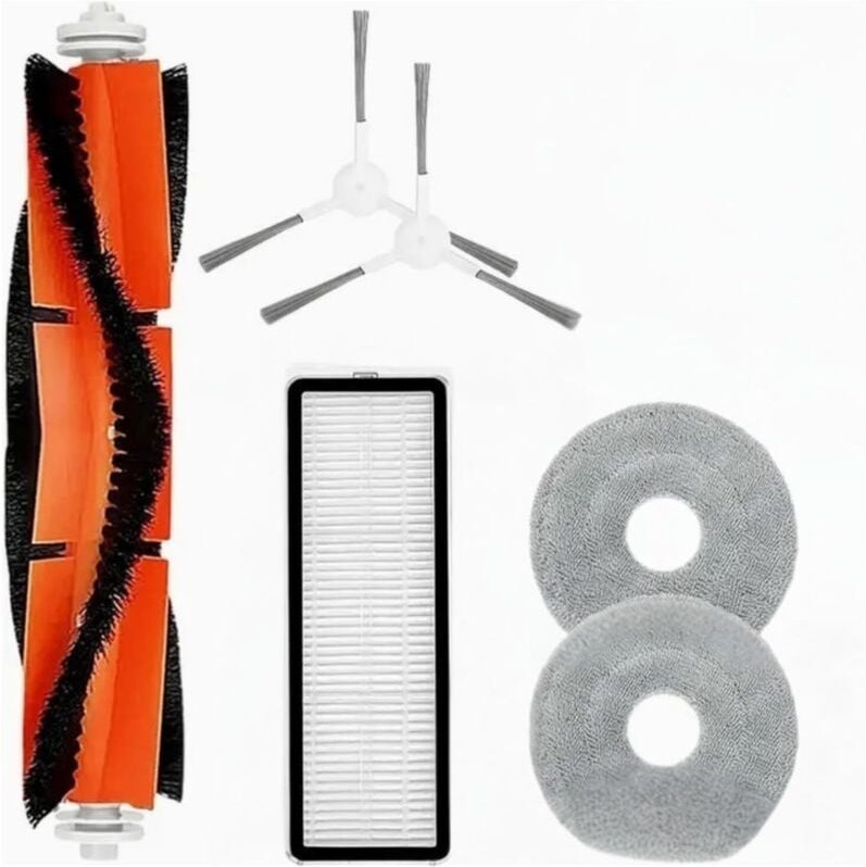 6-in-1-Ersatzset, kompatibel mit Xiaomi Vacuum S20+, mit Hauptwalze, Seitenbürsten, Wischmopps und HEPA-Filtern