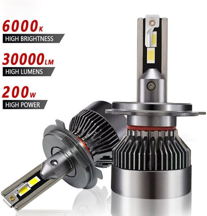 H7-LED-Lampen, 30.000 lm, 200 W, für Autos, 24 V, weiß 6001 K