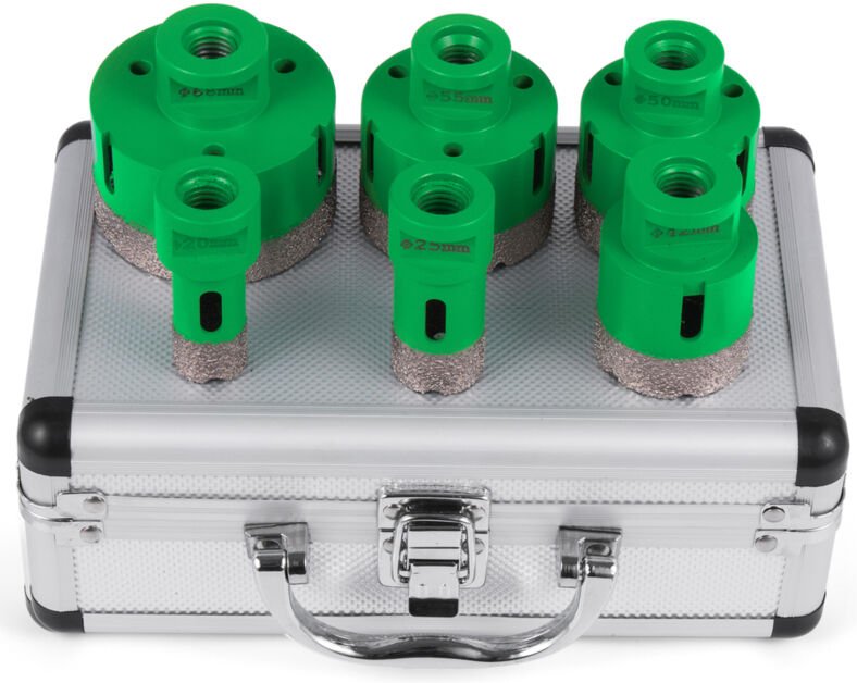 6-teiliges Diamant-Lochsägen-Set, 20/25/42/50/55/68 mm, M14-Gewindelochschneider für Granit, Karborund, Keramik, Hochlei...