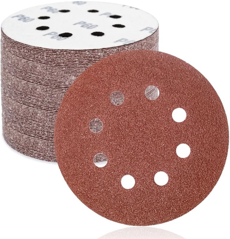 Schleifscheiben Schleifpapier 125mm, 8 Löcher, 50 Stück Schleifscheiben: Gelochte Schleifscheiben selbsthaftend 125 mm ...