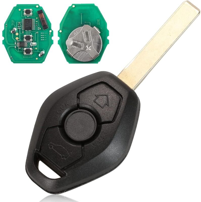 433MHz 3-Tasten-Autoschlüsselgehäuse mit ID46-Chip für BMW 3er, 5er, 7er Reihe E46, E60, E83, E53, E36, E38, Ersatz-Fern...