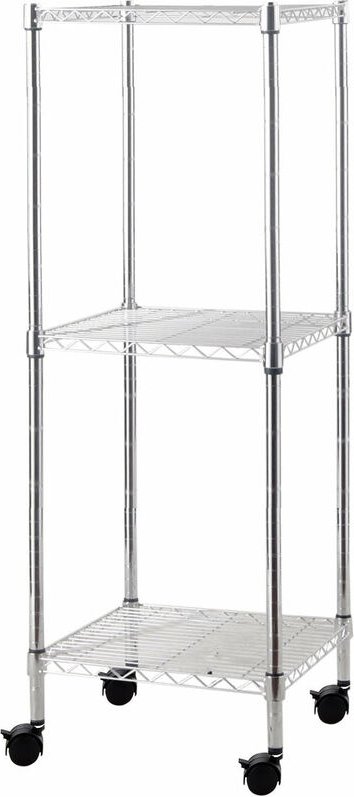 Kit -Regal mit 3/4 Regalen in verchromtem Stahlmetall mit Schwenkrädern - 3 ripiani 35x35xH90 cm