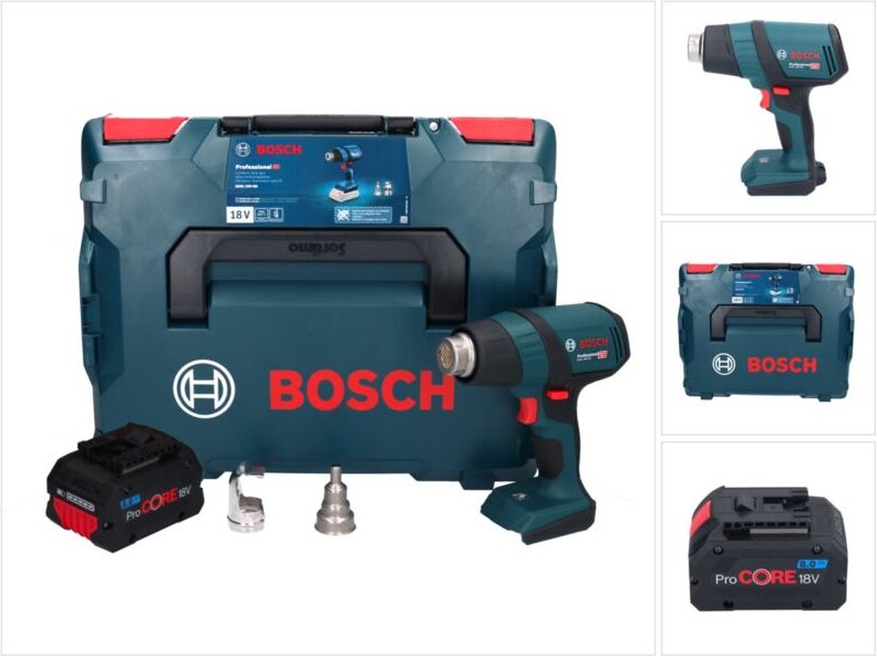 Bosch GHG 18V-50 Professional Akku Heissluftgebläse 18 V 300° C / 500° C + 1x ProCORE Akku 8,0 Ah + L-Boxx - ohne Ladege...