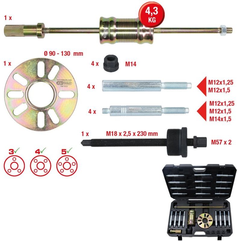 KS TOOLS Universal-Radnaben- und Gelenkwellen-Abzieher-Satz 30tlg. - 700.1530