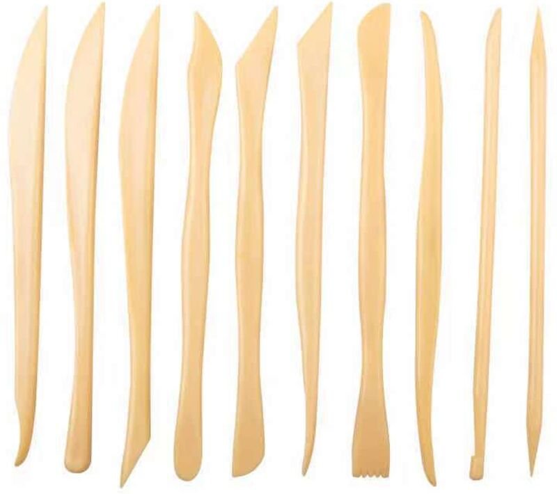 Holz-Tonmodellierwerkzeug (10-teilig) – 14,4–16 cm – Tonwerkzeuge für Keramik/Polymerclay – Doppelseitige Töpferwerkzeug...