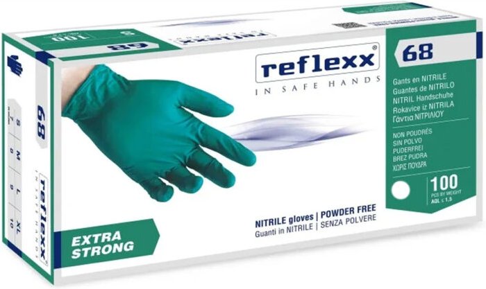 Extra starke Reflexx R68 puderfreie Nitrilhandschuhe - M