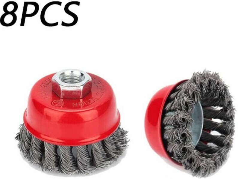 Metall-Reinigungsbürste, 8 Stück M14 gedrehte Drahtgeflechtbürste 75 mm für Winkelschleifer-Schneidbürste, Rostentfernun...