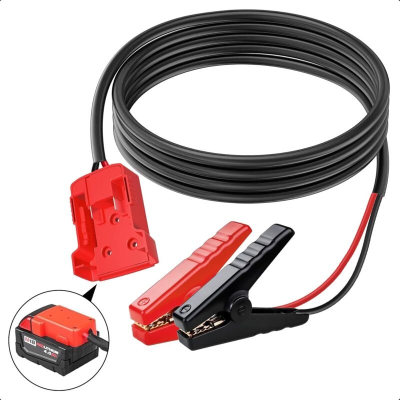 Starthilfekabelklemmen für Milwaukee M18, 8 AWG, tragbare Batterie-Starthilfe, Auto-Starthilfekabel, Auto-Starthilfe-Str...