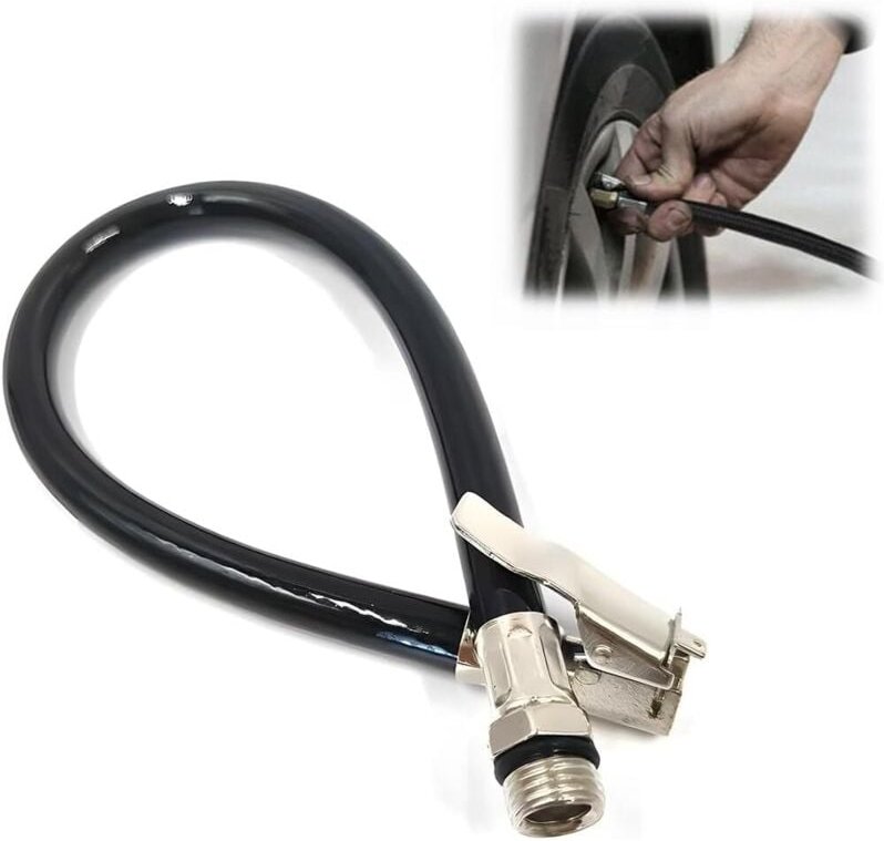 Reifenfülladapter mit Gummischlauch für Standardventile – kleine und flexible Radpumpenverlängerung, leicht zu tragen – ...