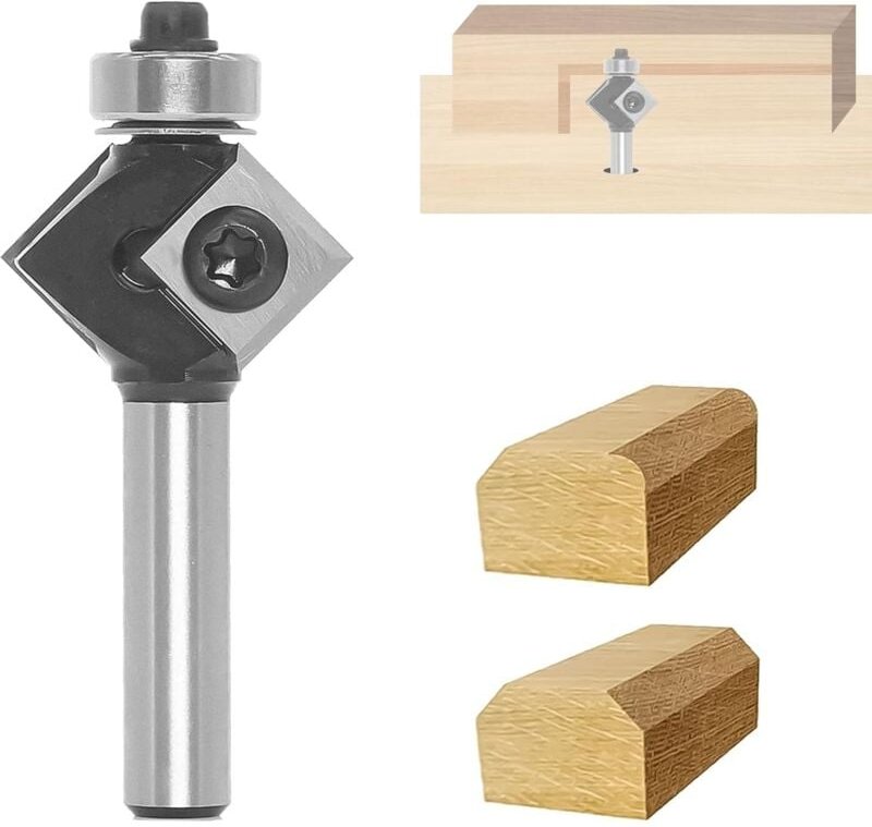 CCYKXA Hobelschneider, Wendeplatten-Fasenschneider, 4-seitige Wechselklinge, 8-mm-Schaft, 27 mm Durchmesser, 45°-Winkel,...