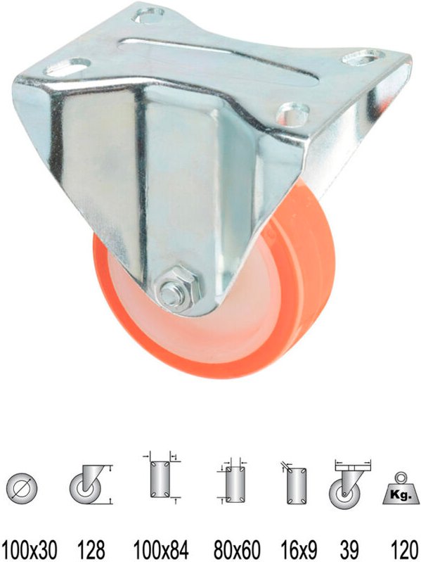 Starre, industrielle Rolle aus Polyurethan 100 mm.