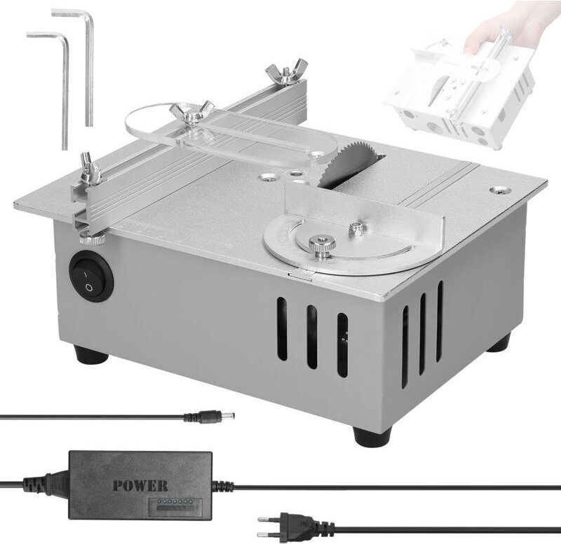 Vtizikl 96W Mini Scie Circulaire de Table, Scie Circulaire Sur Table 9000 rpm Angle Réglable Profondeur de Coupe de 15mm...