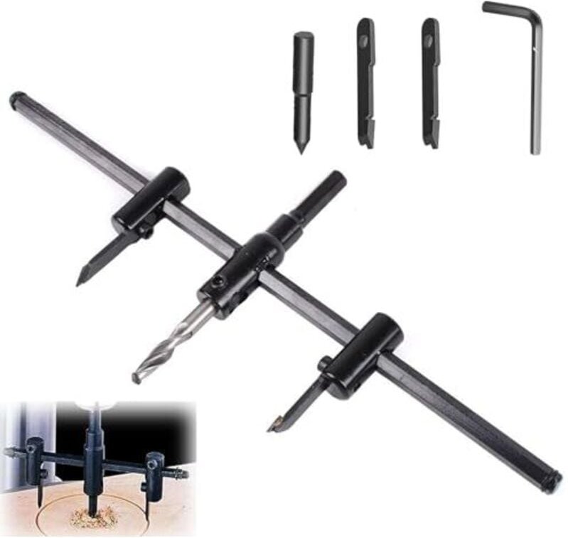 Kreisschneider Holz Verstellbar, 30-300 mm Kreisschneider Kreis Lochsäge Einstellbar Legierung mit 2 Paar Ersatzklinge K...