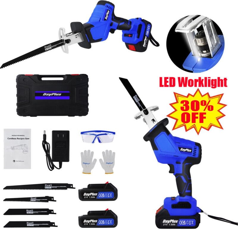 21V Säge Elektrische Akku-Elektrowerkzeuge Tragbare 0-1900SPM Variable,mit 2X Lithium-Ionen-Batterie