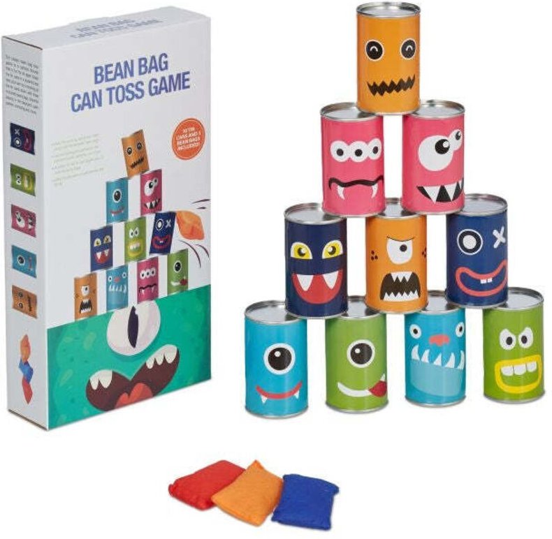 Tin can alley toss game for kids