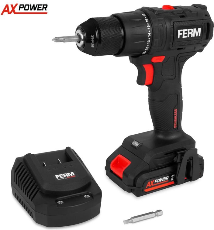 FERM AX-Power CDM1167 Akku-Bohrmaschine - 20V - Inkl. Akku & Ladegerät - 2,0Ah