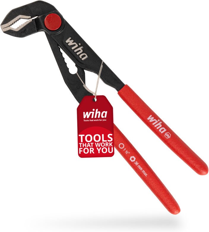 Wiha - Wasserpumpenzange mit Druckknopf Classic (26764) i Wapu Zange 180 mm i durchgestrecktes Gelenk mit doppelter Führ...