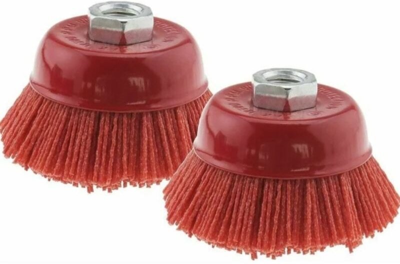Schleifnylonfilament, Schneidbürste aus Stahl, Innengewinde M14x2, 75 mm, Rot, (2 Stück)