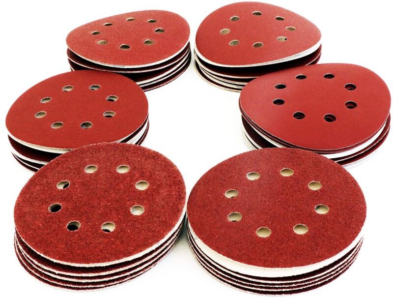 60 Schleifscheiben Schleifpapier 125 mm P40/P60/P80/P120/P180/P240, 8-Loch, für Exzenterschleifer