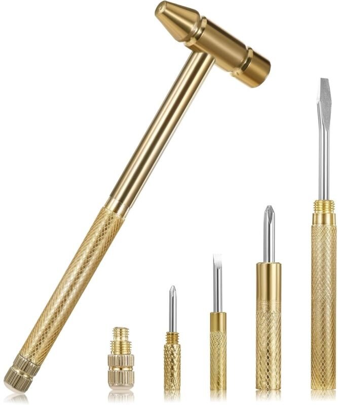 CCYKXA Kleiner 6-in-1-Hammer, tragbarer Mini-Multifunktions-Metallhammer mit Schlitzschraubendreher und Multifunktions-K...