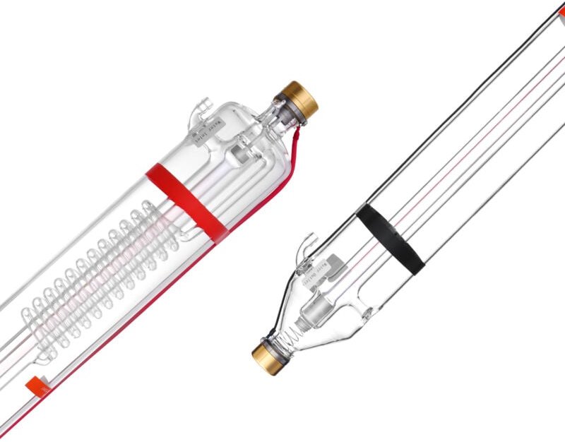 100 w CO2-Laserröhre,57Zoll (1450 mm) Länge,3,1Zoll (80 mm) Durchmesser Borosilikatglas-Laserschneidröhre. Drähte vorver...
