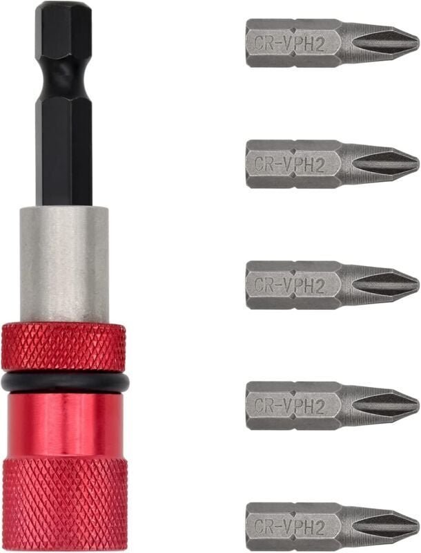 6-teiliges verstellbares Schraubendreher-Bithalter-Set, 1/4-Zoll-Sechskant-Schraubendreher, magnetische Stahl-Schraubend...