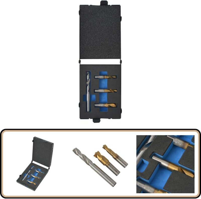 4-tlg. Schweißpunktbohrer-Set hss - Schweißpunktbohrer - Bohrsatz - hss Bohrer - Metallbohrer - Werkzeugkasten