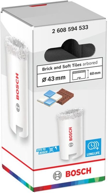 Bosch Lochsäge mit Aufsteckhalter Brick and Soft Tile, 43 x 60 mm