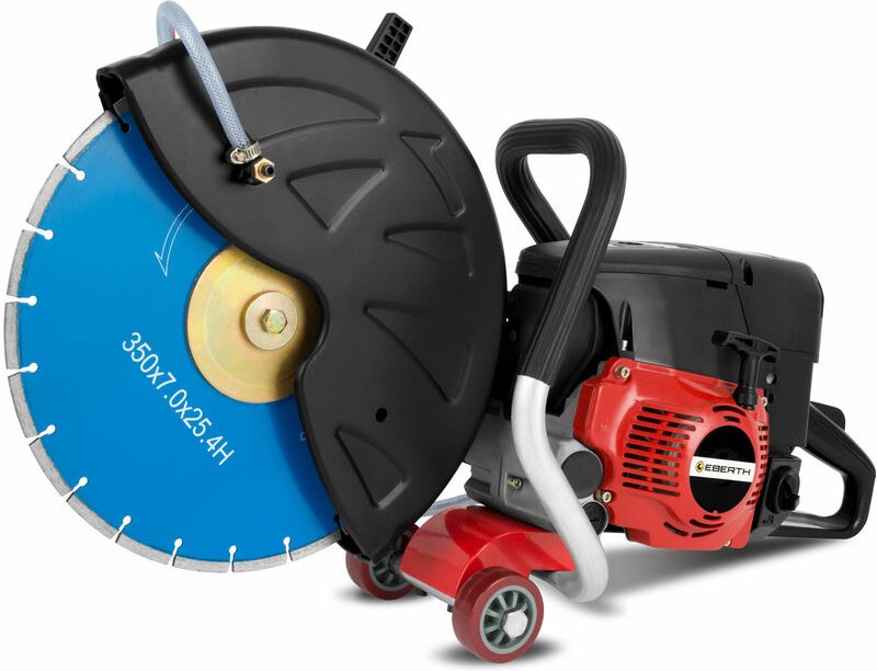 Benzin Trennschleifer Motorflex Trennschneider für Nass- und Trockenschnitt, 350mm Trennscheibe, 2-Takt Motor mit 3 kW, ...