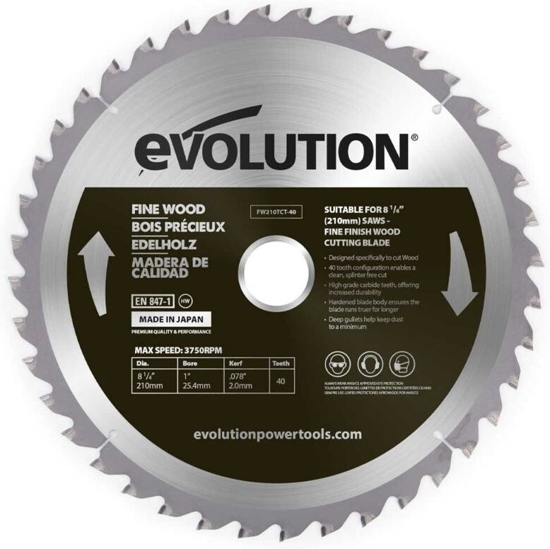 Evolution Feinholz-Schneidsäge 210 mm / 40z für Gehrungssägen