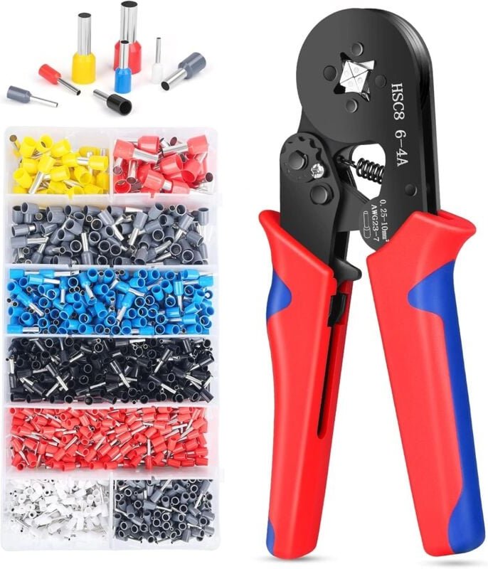 Aderendhülsen-Crimpwerkzeug-Set mit 1250-teiligem Aderendhülsen-Anschlussklemmen-Set, selbsteinstellender Crimpzange, Ad...