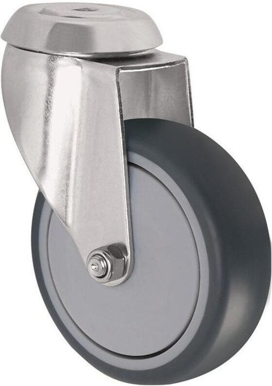 Lenkrolle Rad-Ø 75 mm Tragfähigkeit 75 kg mit Rückenloch Kugellager Gummi grau