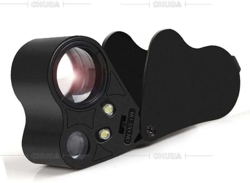 30X 60X Beleuchtete Juwelierlupe, faltbare Schmucklupe für Edelsteine, Schmuck, Münzen, Briefmarken usw.