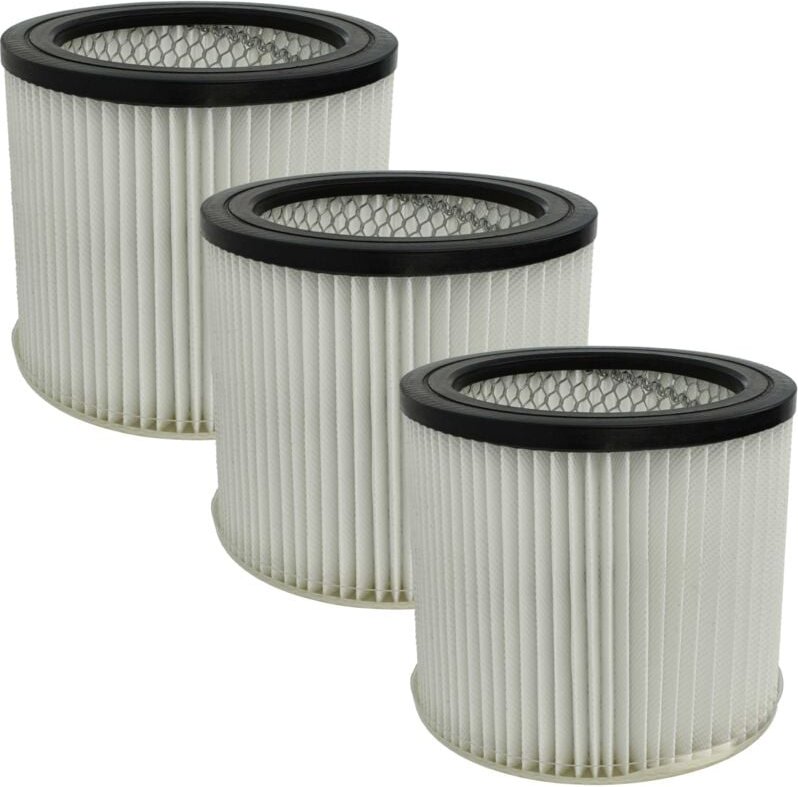 3x Faltenfilter Ersatz für Scheppach 7907709719 für Nass- & Trockensauger - Patronenfilter, Schwarz Weiß - Vhbw