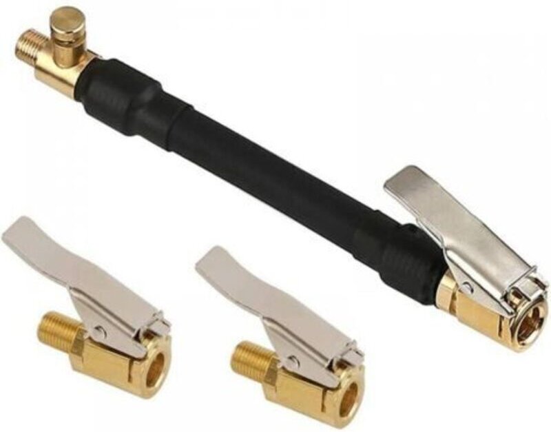 Autoreifenventiladapter, Reifenfüllschlauch mit 2 Messing-Füllstutzen, Füllventilanschluss für Auto, Fahrrad, Motorrad, ...