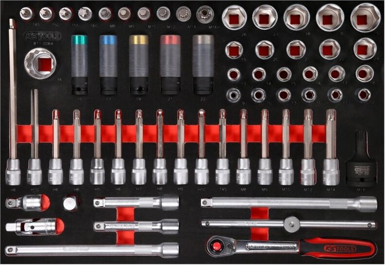 Ks Tools 1/2 Bit-Stecknuss-Satz in Schaumstoffeinlage, 64-tlg, Art.Nr. 811.0064