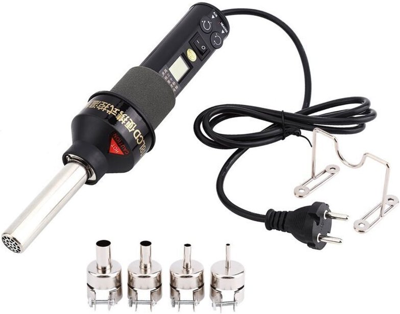 Heißluftpistole, 220 V, 450 W, verstellbare, tragbare elektronische Heißluftpistole mit 4 Düsen und 1 LCD-Bildschirmhalt...