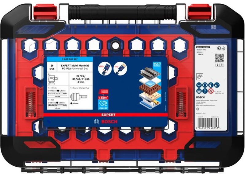 Bosch EXPERT Lochsäge Multi Material Power Change Plus, 22/25/35/40/51/68x60 mm, 9-tlg.