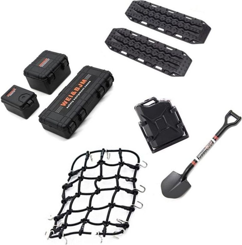 Universal 8 Teile/Satz Simulierte Dekoration Koffer Gepäck Netz Schaufel für TRX4 SCX10 90046 1/10 RC Auto Zubehör Orang...