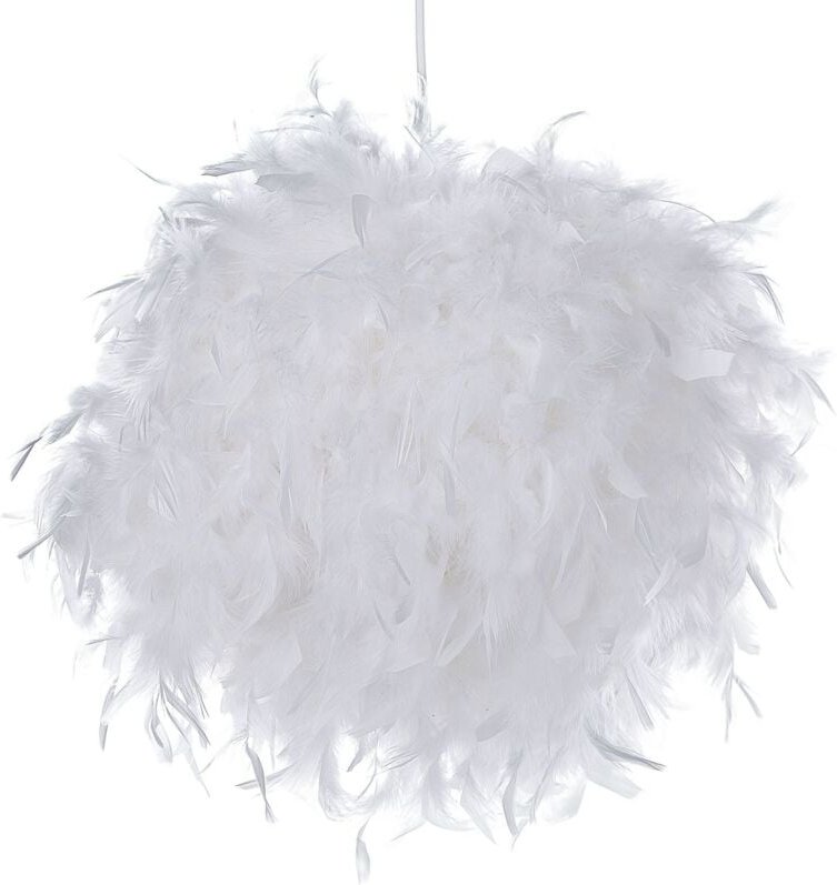 Hängeleuchte Weiß echte Federn mit Schirm in Kugelform Kinderzimmer Beleuchtung Modernes Design