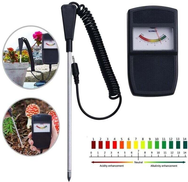 pH-Bodenmessgerät mit Zeigersensor und abnehmbarer Sonde, Werkzeugset zur Überwachung der Bodenqualität und Säureprüfung...