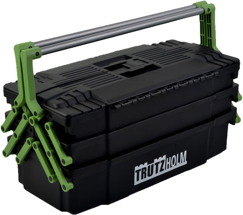 Werkzeugkiste 48x24x21 cm Kunststoff Griffe klappbar aus Stahl Werkzeugkasten Toolbox Organizer leer