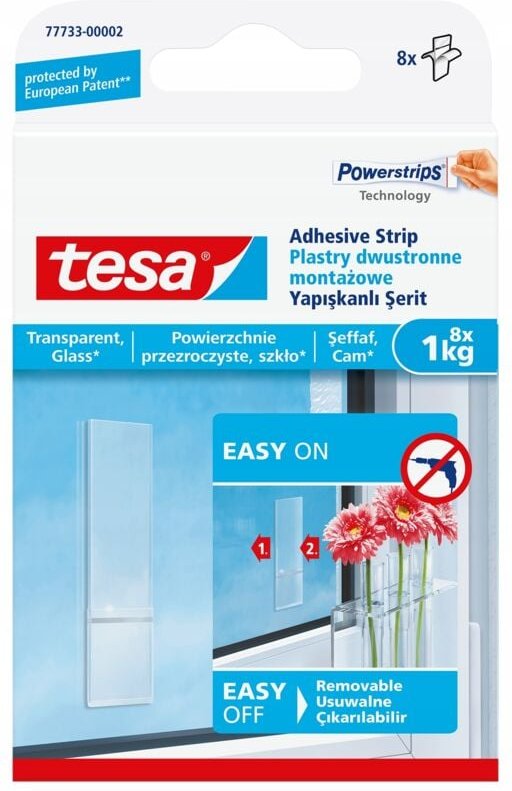 Tesa Glas-Montagestreifen, transparent, 8 Stück, 1 kg