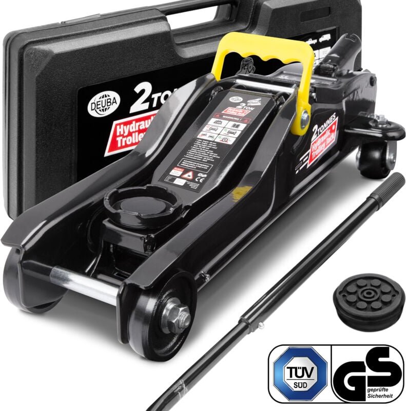 Hydraulischer Wagenheber 2t flache Hubhöhe 85 - 330mm inkl. Koffer inkl. Gummiauflage kfz Rangierwagenheber Heber - Deub...
