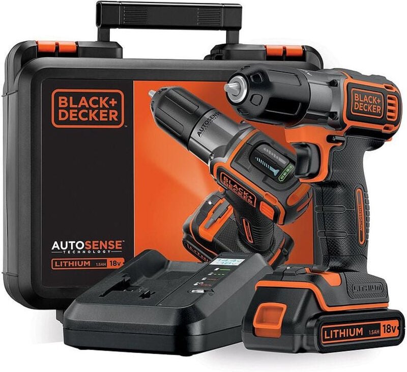 Autosense 16/28 Nm Akku-Bohrschrauber – black+decker – mit 1 18V 1,5Ah Akku – Box – ASD18K-QW