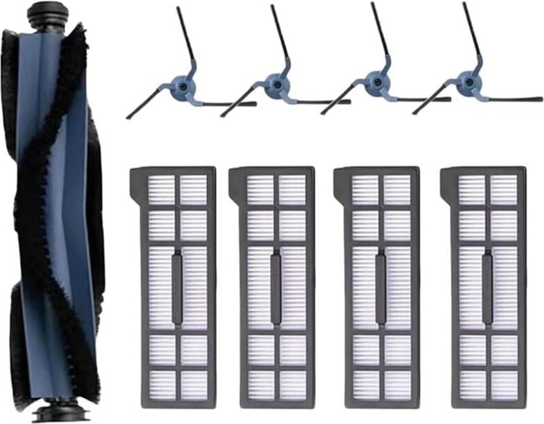 Ersatzteile für X10 Pro Omni Staubsaugerzubehör, 1 Hauptbürste, 4 Seitenbürsten, Hepa-Filter