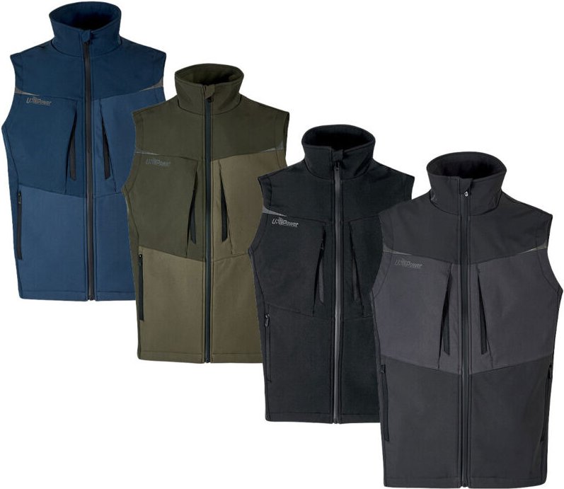 U-Power Brio Softshell-Stretch-Arbeitsweste - M - Schwarze