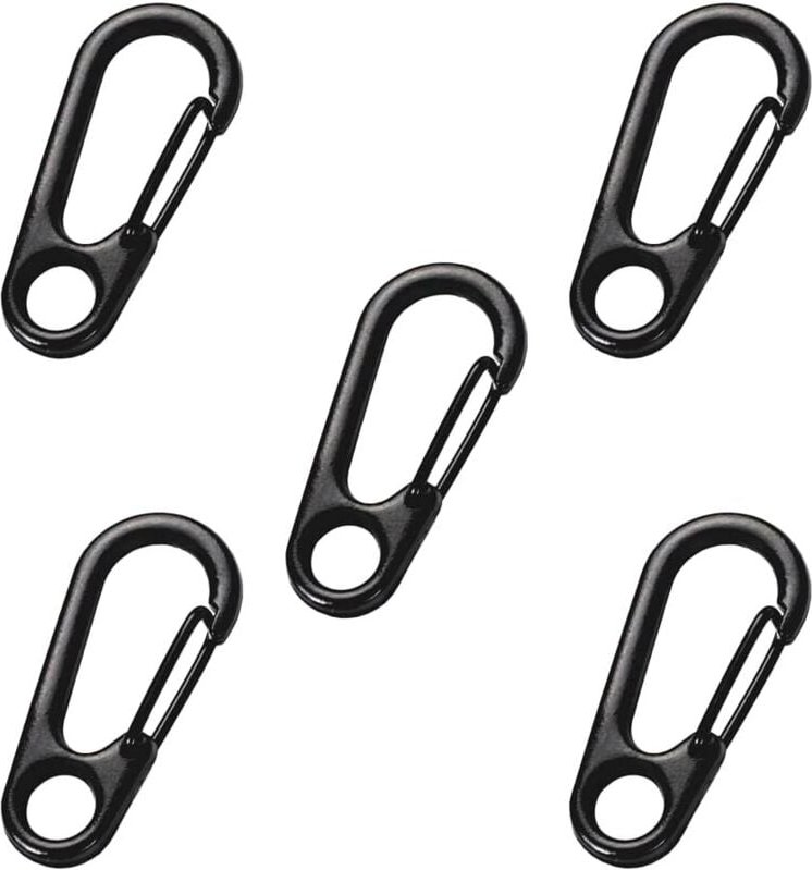 Karabiner, Set mit 5 Mini-Karabinern, Schlüsselring, Schlaufe, federbelastete Rucksackverschlüsse, für Camping, Reisen u...