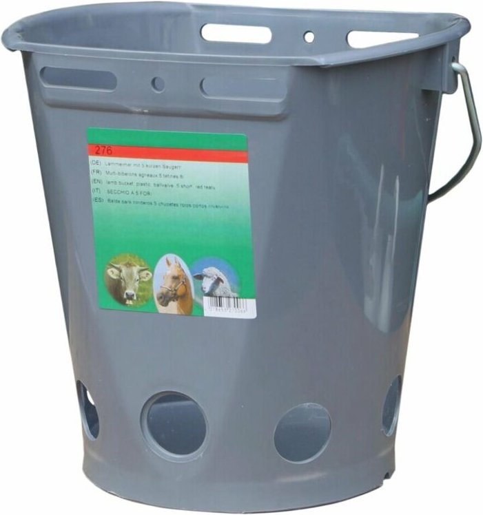 Kerbl Lammeimer transparent (Grau, Fassungsvermögen 8l, mit 5 roten Saugern)