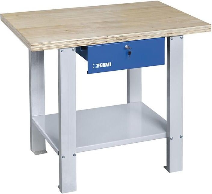 Werkbank mit Holzplatte und 1000 mm Schublade Fervi b022/10